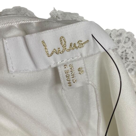 Lulus Beloved Promise Maxi Dress Womens S Lace White Basque Waist Bride Gown NWT - Picture 3 of 8